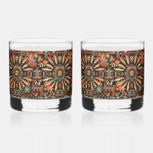Aantrekkelijke Cyaan "Aztec Dream" Rocks Glass Pai Whisky Glas