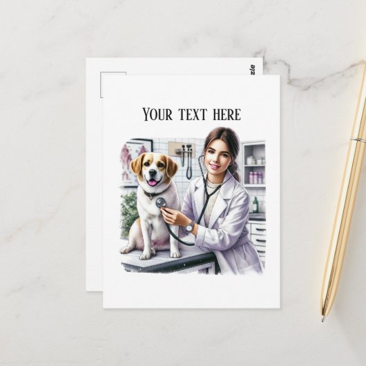 Aantrekkelijke dierenartsenpraktijk aanpasbaar briefkaart (Voorkant / Achterkant in situ)