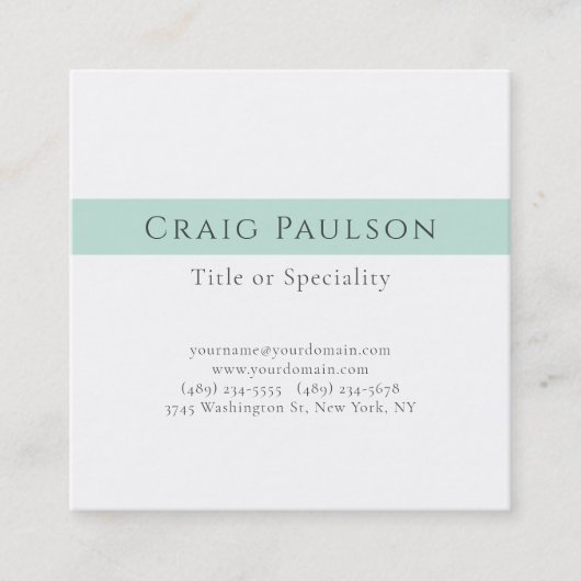 Aantrekkelijke Eenvoudige Professionele Plain Prem Vierkante Visitekaartje (Voorkant)