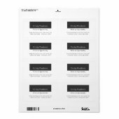 Aantrekkelijke Eenvoudige Zwart Wit Professioneel  Etiket (Full Sheet)