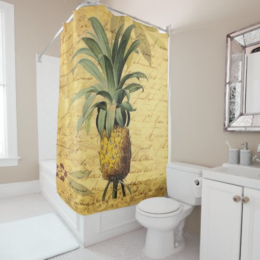 Aantrekkelijke Elegant Rustic Calligraphy pineappe Douchegordijn (In situ)