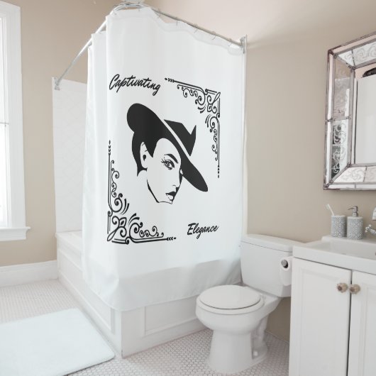 Aantrekkelijke elegantie Mooie moderne vrouw Douchegordijn (In situ)