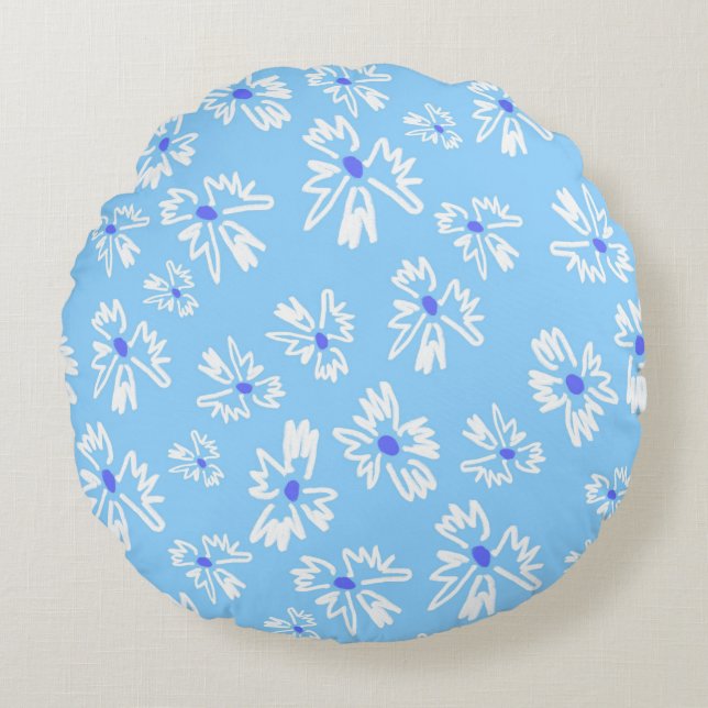 Aantrekkelijke Floral Bliss Patterned Rond Kussen (Voorkant)