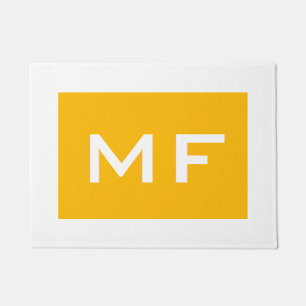 Aantrekkelijke geel-witte Jouw naam monogram Deurmat