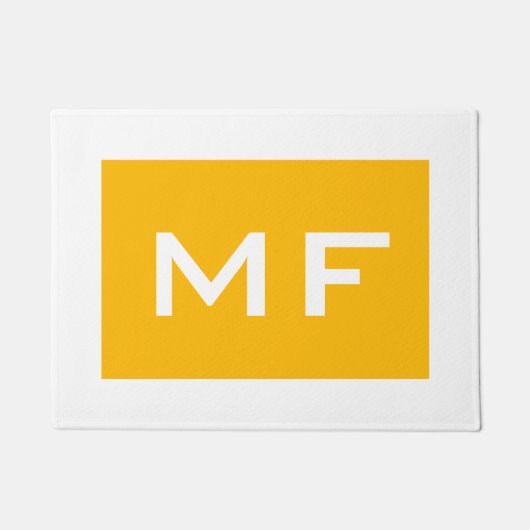 Aantrekkelijke geel-witte Jouw naam monogram Deurmat (Voorkant)
