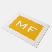 Aantrekkelijke geel-witte Jouw naam monogram Deurmat (Schuin)