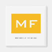 Aantrekkelijke geel-witte Jouw naam monogram Magneet (Voorkant)