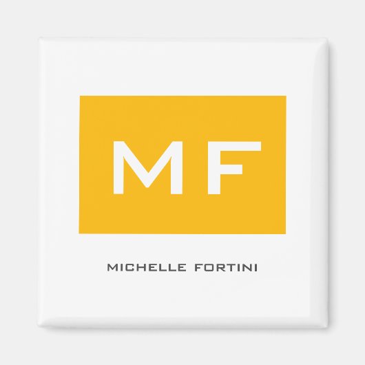 Aantrekkelijke geel-witte Jouw naam monogram Magneet (Voorkant)