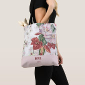 Aantrekkelijke gepersonaliseerde grote bloemrijke  tote bag (Dichtbij)