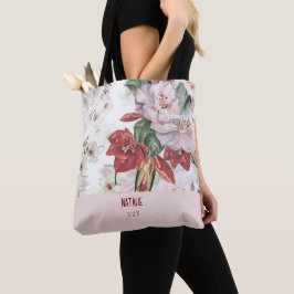Aantrekkelijke gepersonaliseerde grote bloemrijke  tote bag