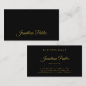 Aantrekkelijke Gold Calligraphy Script Simple Blac Visitekaartje (Voorkant / Achterkant)