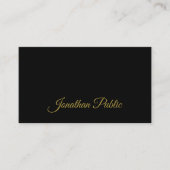 Aantrekkelijke Gold Calligraphy Script Simple Blac Visitekaartje (Voorkant)