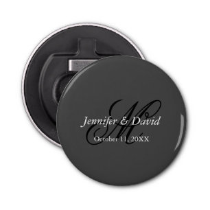 Aantrekkelijke kalligrafie Monogram bruiloft Button Flesopener