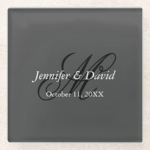 Aantrekkelijke kalligrafie Monogram bruiloft Glazen Onderzetter