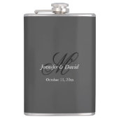 Aantrekkelijke kalligrafie Monogram bruiloft Heupfles (Voorkant)