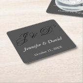 Aantrekkelijke kalligrafie Script Monogram bruilof Kartonnen Onderzetters (Schuin)