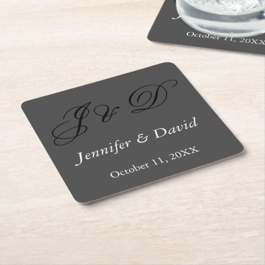 Aantrekkelijke kalligrafie Script Monogram bruilof Kartonnen Onderzetters (Schuin)