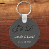 Aantrekkelijke kalligrafie Script Monogram bruilof Sleutelhanger (Voorkant)