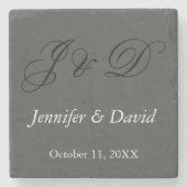 Aantrekkelijke kalligrafie Script Monogram bruilof Stenen Onderzetter (Voorkant)