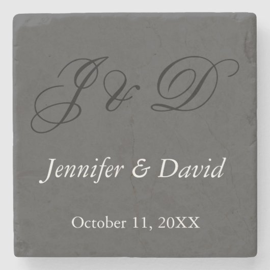 Aantrekkelijke kalligrafie Script Monogram bruilof Stenen Onderzetter (Voorkant)