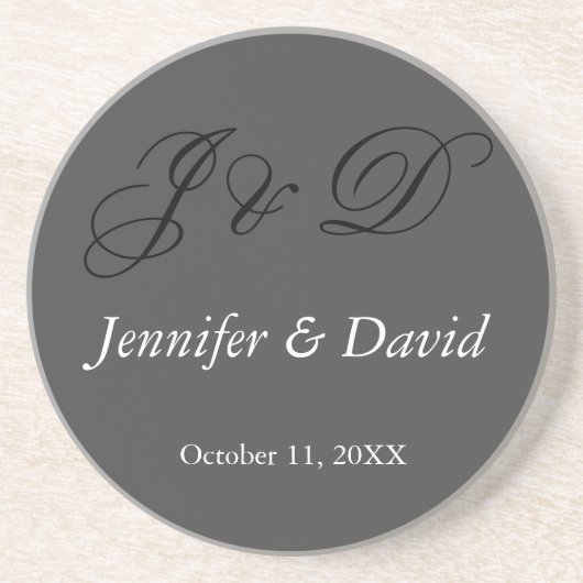 Aantrekkelijke kalligrafie Script Monogram bruilof Zandsteen Onderzetter (Voorkant)