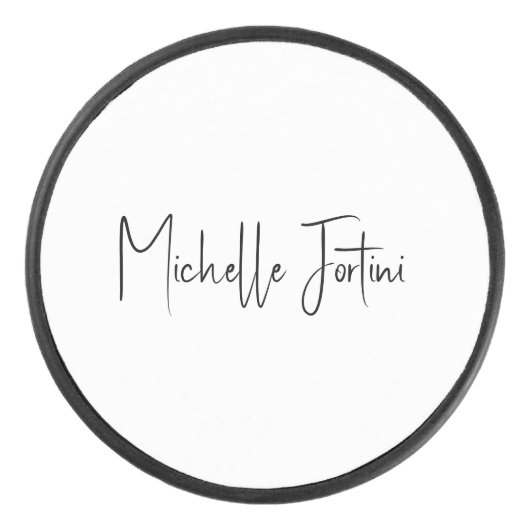Aantrekkelijke kalligrafie wit modern minimalistis hockey puck (Voorkant)