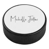 Aantrekkelijke kalligrafie wit modern minimalistis hockey puck (3/4)