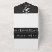 Aantrekkelijke krachten in zwart all in one uitnodiging (Buitenkant)