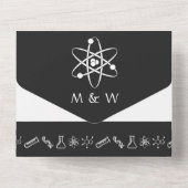 Aantrekkelijke krachten in zwart all in one uitnodiging (Achterkant)