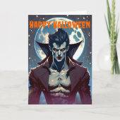 Aantrekkelijke mannelijke vampier Halloween Kaart (Voorkant)