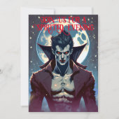 Aantrekkelijke mannelijke vampier Halloween Party Kaart (Voorkant)