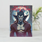 Aantrekkelijke mannelijke vampier Halloween Party Kaart (Staand voorkant)