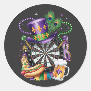 Aantrekkelijke Mardi Gras Mix Darts Kostuum Feeste Ronde Sticker