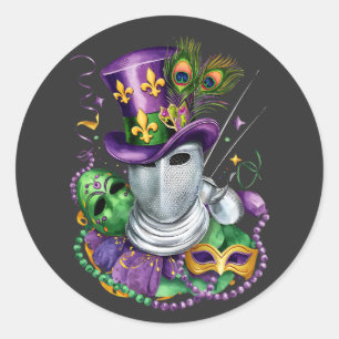 Aantrekkelijke Mardi Gras Mix Fietskleding Feestel Ronde Sticker