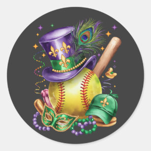 Aantrekkelijke Mardi Gras Mix Softbal Kostuum Fees Ronde Sticker