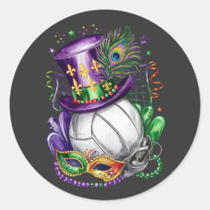Aantrekkelijke Mardi Gras Mix Volleybal Kostuum Fe Ronde Sticker