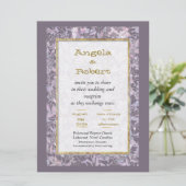 Aantrekkelijke Mauve Floral bruiloft uitnodiging (Staand voorkant)