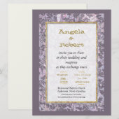 Aantrekkelijke Mauve Floral bruiloft uitnodiging (Voorkant / Achterkant)