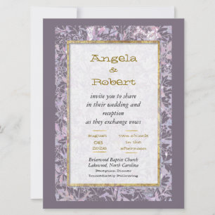 Aantrekkelijke Mauve Floral bruiloft uitnodiging