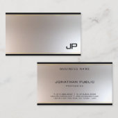 Aantrekkelijke monogram Glamor Gold Silver Chic Pl Visitekaartje (Voorkant / Achterkant)