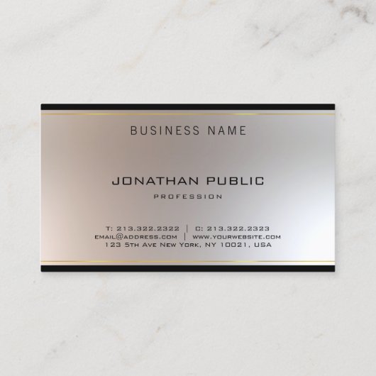 Aantrekkelijke monogram Glamor Gold Silver Chic Pl Visitekaartje (Achterkant)