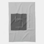 Aantrekkelijke Monogram Grijze Vlakke Naam Theedoek (Verticaal)