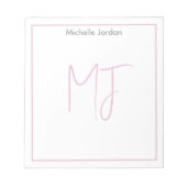 Aantrekkelijke Monogram Roze Wit Moderne Minimalis Notitieblok (Voorkant)