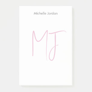 Aantrekkelijke Monogram Roze Wit Moderne Minimalis Post-it® Notes