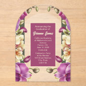 Aantrekkelijke Orchideeën Acryl Afstuderen Invitat Acryl Uitnodigingen (Voorkant)