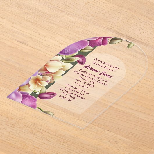 Aantrekkelijke Orchideeën Acryl Afstuderen Invitat Acryl Uitnodigingen (Laagn)