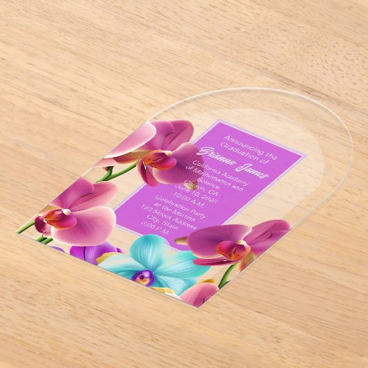 Aantrekkelijke Orchideeën Acryl Afstuderen Invitat Acryl Uitnodigingen (Laagn)