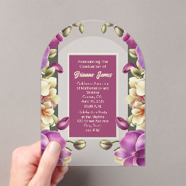 Aantrekkelijke Orchideeën Acryl Afstuderen Invitat Uitnodigingen