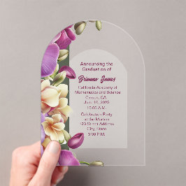 Aantrekkelijke Orchideeën Acryl Afstuderen Invitat Uitnodigingen