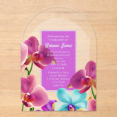Aantrekkelijke Orchideeën Acryl Afstuderen Invitat Uitnodigingen (Voorkant)